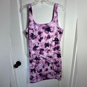 No Boundaries Purple Floral Scoop-Neck Midi Dress